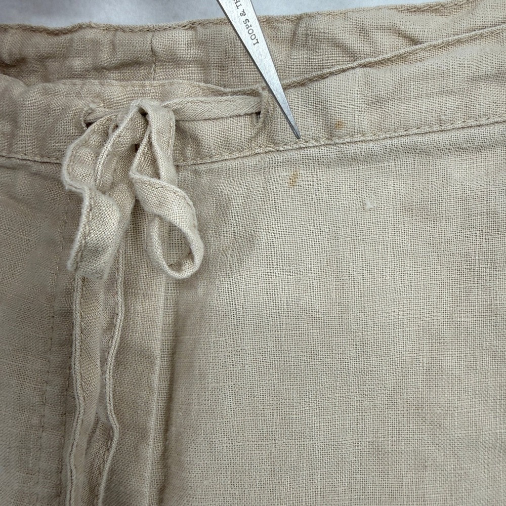 London Jean Linen Pants Womens XL Beige Drawstring Wide Leg Chino Boho - Picture 2 of 9
